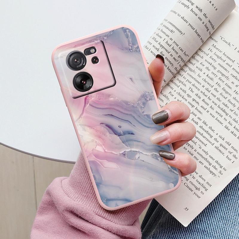 For Xiaomi 13T Pro Pink Gold Marble Art Fashion Phone Case Soft Silicone Funda Cover For Xiaomi 12T 11T 10T 12 Lite Coque Bumper