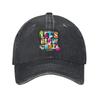 Let's Glow Crazy Neon Party Light Rave Washed Denim Cap Casual Baseball Caps Adjustable Hat Summer Unisex Baseball Hats