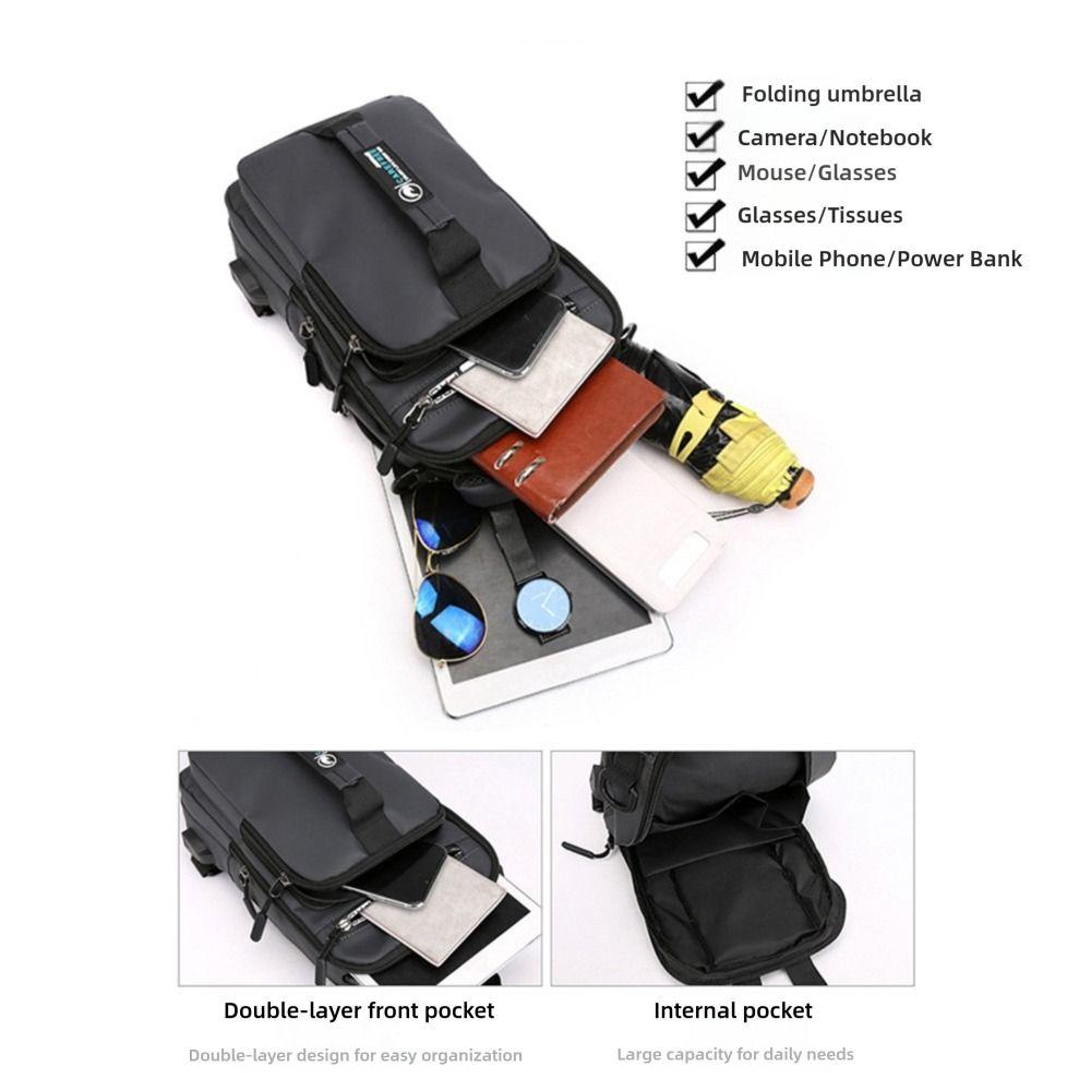 Herren USB-Lade Schulter Umhängetasche Rucksack Diebstahlschutz Wasserdicht Crossbody Taschen Reißverschluss Sport Gürteltaschen Aufbewahrung