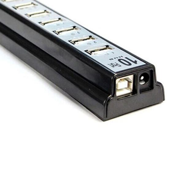 10 Port Hi-Speed Hub Splitter + USB 2 US Power Adapter for PC