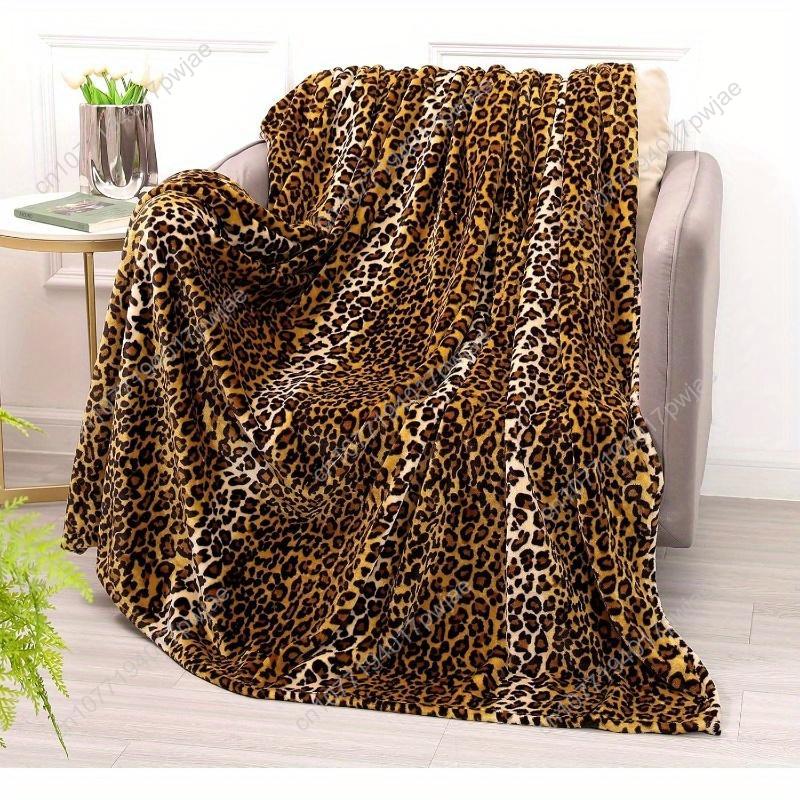 Cozy Leopard Print Fleece Flannel Throw Blanket - Super Soft Lightweight Double-Sided Cheetah Design for Bed Custom blankets 75cmx90cm