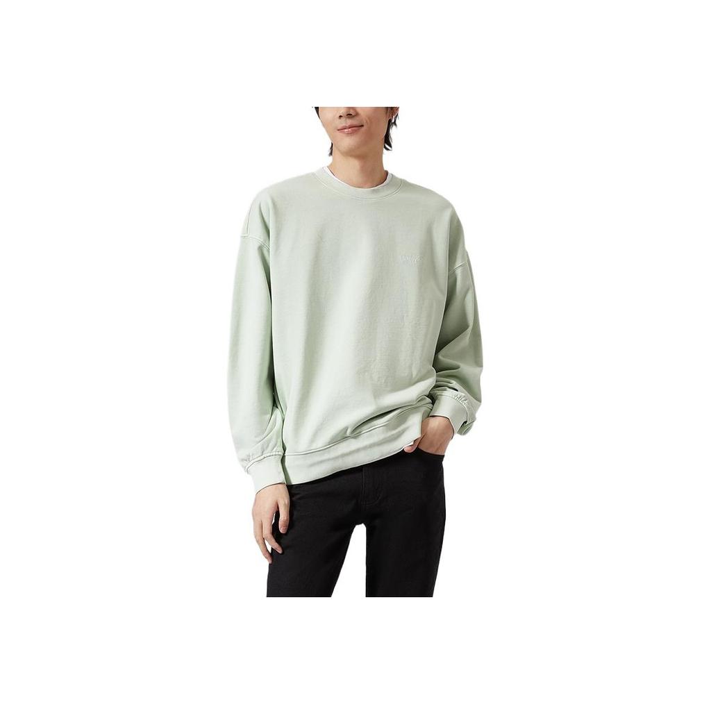 Levis SS22 Logo Embroidered Solid Color Crew Neck Cotton Long Sleeve Sweatshirt Men Sweatshirt Light-Green A0717-0025