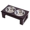 Raised Dog Feeding Bowls with Stand, Stainless Steel for Extra Small and Small Dog, 44L x 24W x 15H cm - Brown