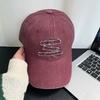 Retro baseball cap women's spring and summer old big head circumference washed face small versatile letter embroidered cap