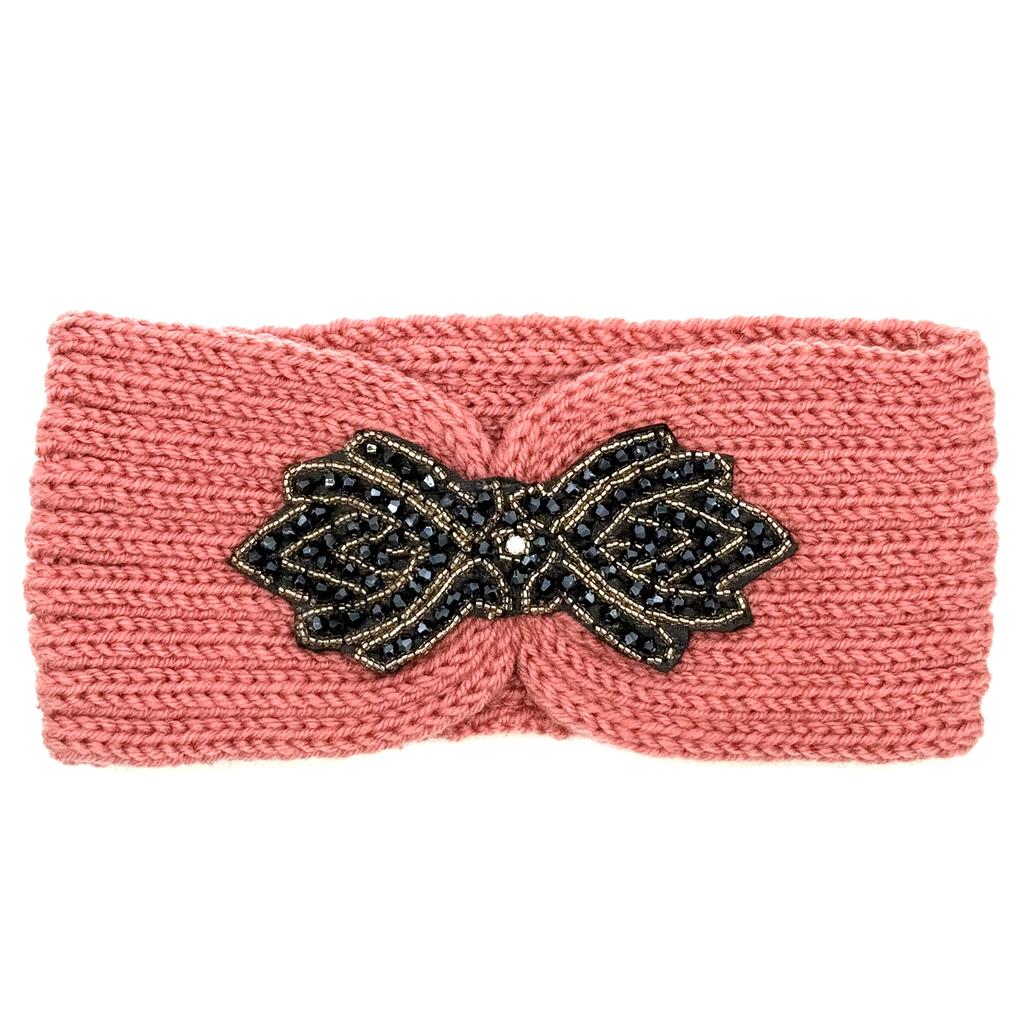 Crystal Beaded Winter Knit Headband Warm Turban Headwrap Hairbands Wool Ear Warmer Headscarf Head Wear Hair Accessories for Women Bandeau Bandanas