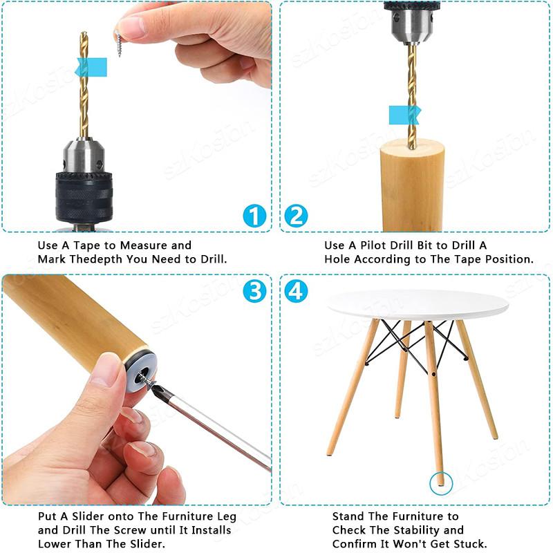 10Pcs Furniture Slider Pads Furniture Glides with Screws Sliding Block Table Chair Leg Mat Floor Protector for Carpet Hardwood