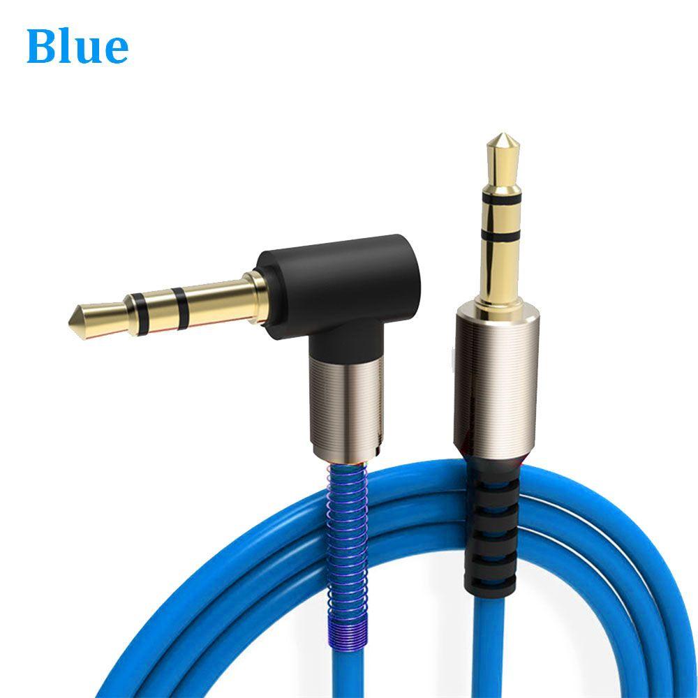 1 Meter Stereo Car Speaker Nylon Braid Right Angle 3.5mm Audio Cable Male To Male Aux Cord