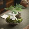 Ceramic Tai Chi Figurines Office Desktop Decoration Tea Table White Porcelain Zen Ornaments Bonsai Flowerpot Crafts