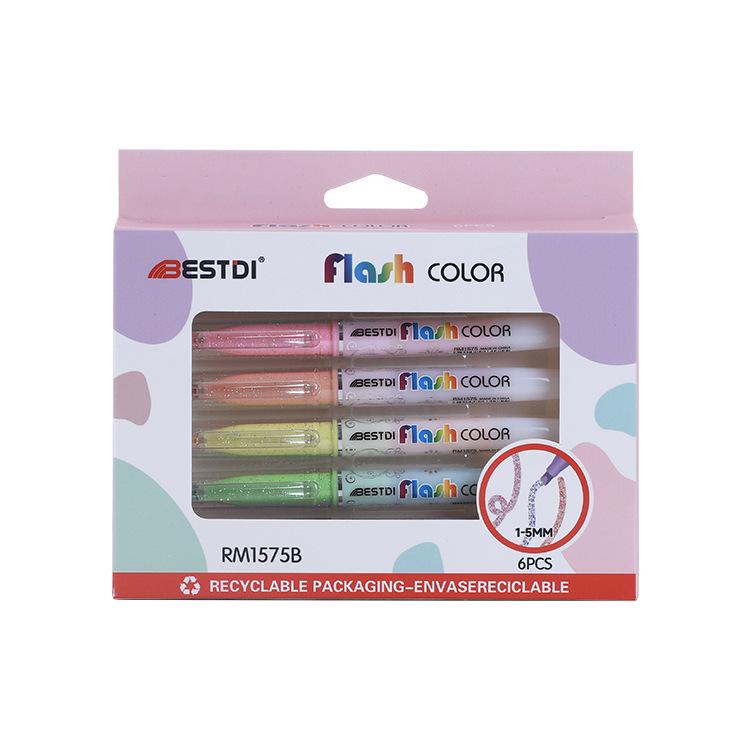 

Sparkling Highlighter Pen Set for Student Journals & Art Highlights Chisel Tip