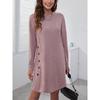 Plus Size damska nowa jesienna jednokolorowa sukienka z długim rękawem i średniej długości dzianiną