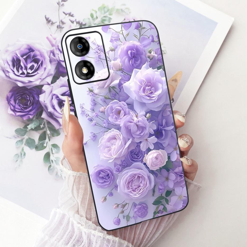 For Motorola Moto E13 Case Moto E14 Luxury Flowers Butterfly Painted Cover Soft Silicone Case For Motorola E14 E 13 MotoE13 Bags