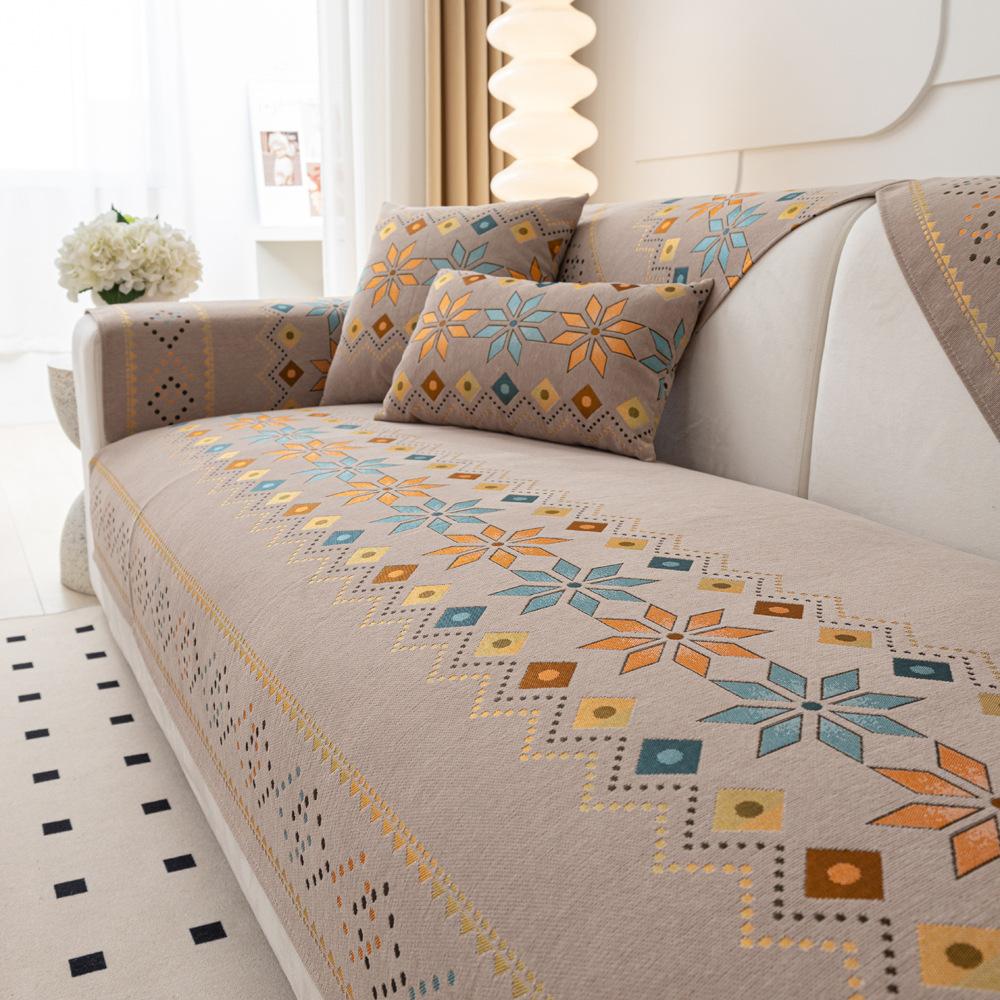 Chenille Sofa Cushion Four Seasons Universal Simple Modern Cover Cloth Sofa Cover Light Luxury High-End Cushion Towel Leather Summer