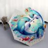 Dolphins Heart Automatic Folding Umbrella  Simple 8 Rib Design, Bright Cartoon Pattern, Durable Iron Frame, Suitable For Travel, Outdoor, Be