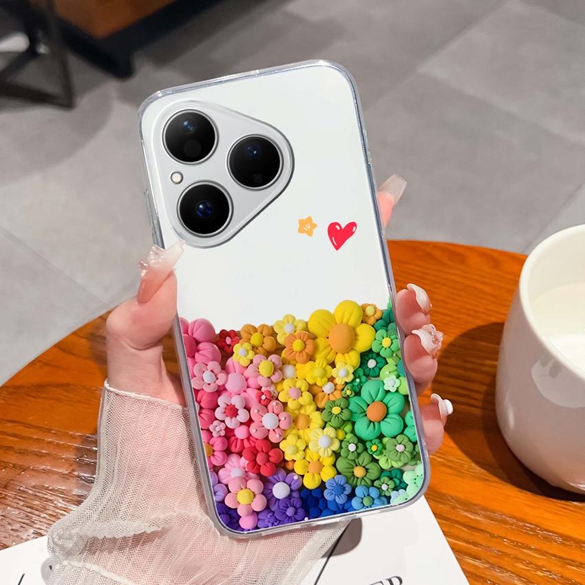 For Huawei Pura 80 70 Pro Plus Ultra Honor X6C 8C Phone Bags Cute Big Eyed Black Cat Patterns Luxury Transparent Lens Protection Case For Huawei Shell
