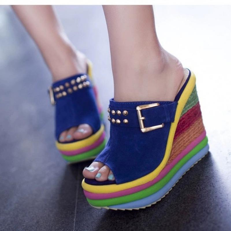 Fashion Women Shoes 33-43 Plus Size Summer 2024 Fashion Ladies Platform Fashion Colorful Wedges High Heels Casual Party Roman Sandals