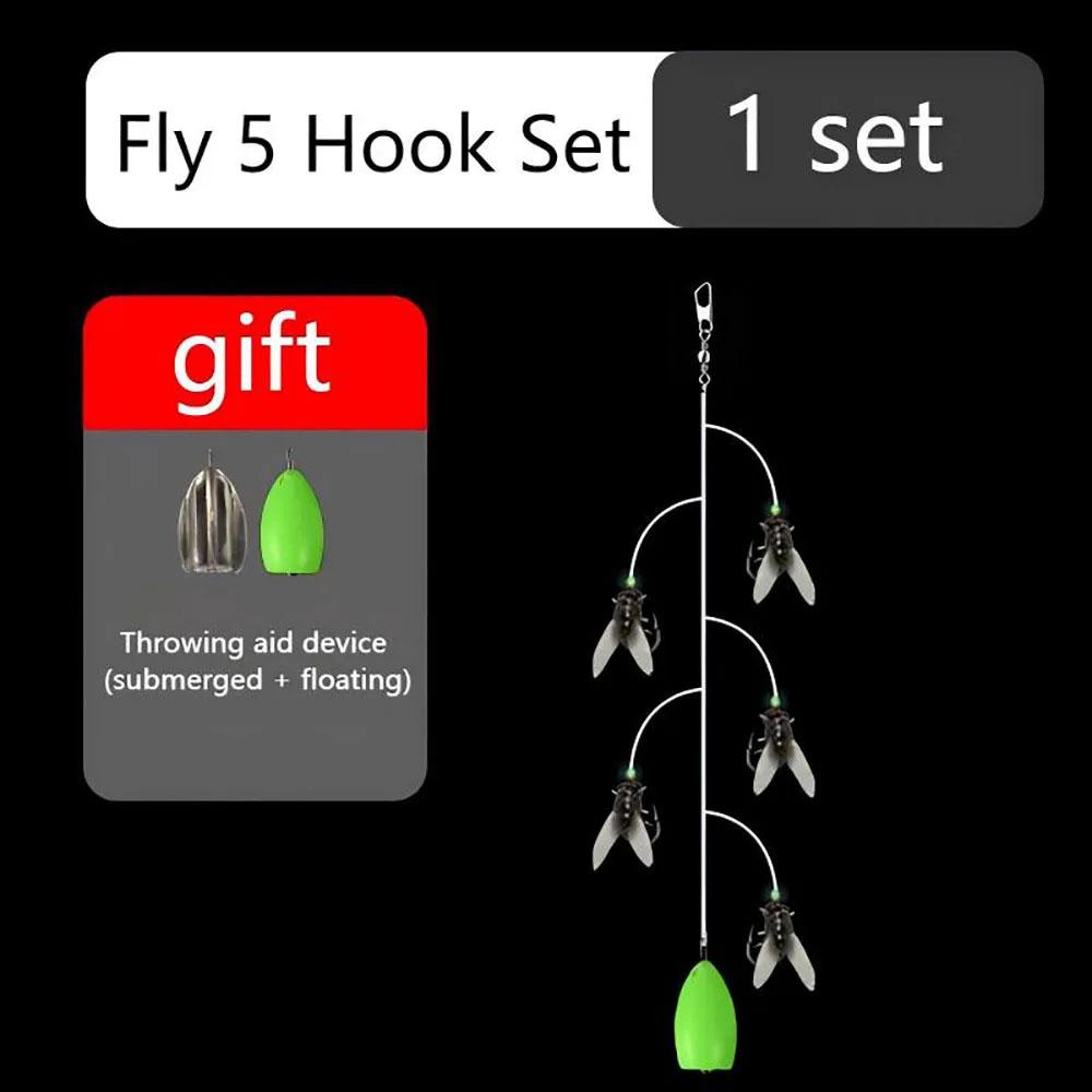 Multi Hook Artificial Fly Fishing Bait Set 3D Biomimetic Fly Fishing Bait Fast Attack Fly Bait Manual Bait Set for Various Fish