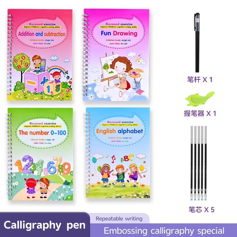 Kids Grooved Handwriting Practice Book English Early Education Fun Drawing Training Workbook