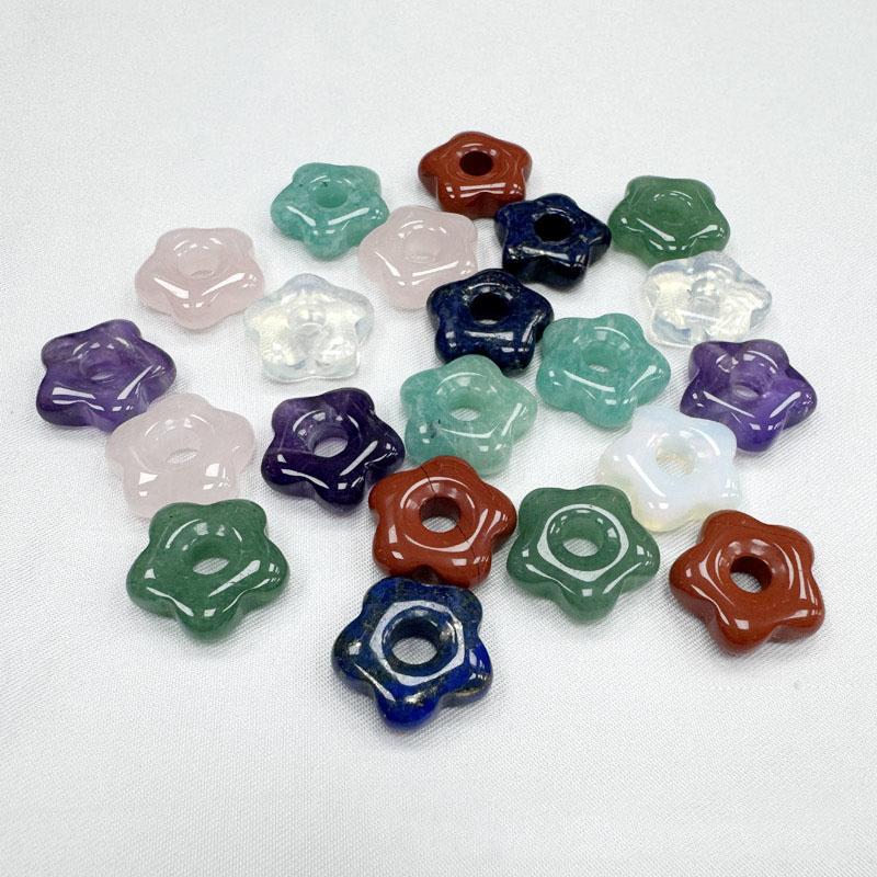 1pc Natural Stone Large Hole Beads Flower Shaped Jewelry Making DIY Necklace Bracelet Earings Accessories