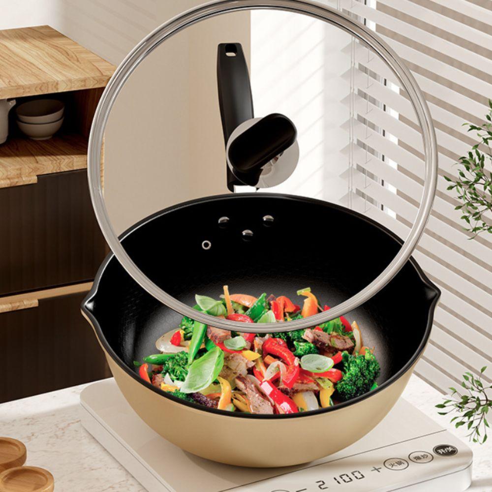 Honeycomb Pattern Frying Wok Scratch Resistant Cooking Pot Non-Stick Frying Pan  Stove