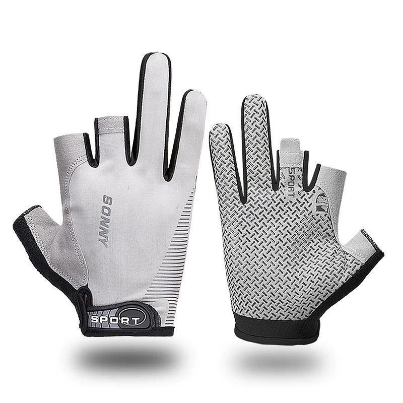 Unisex Parmaksız Bisiklet ve Balıkçılık Silikon Eldivenleri – Kaymaz, Dokunmatik Ekran Uyumlu, Güneş Korumalı