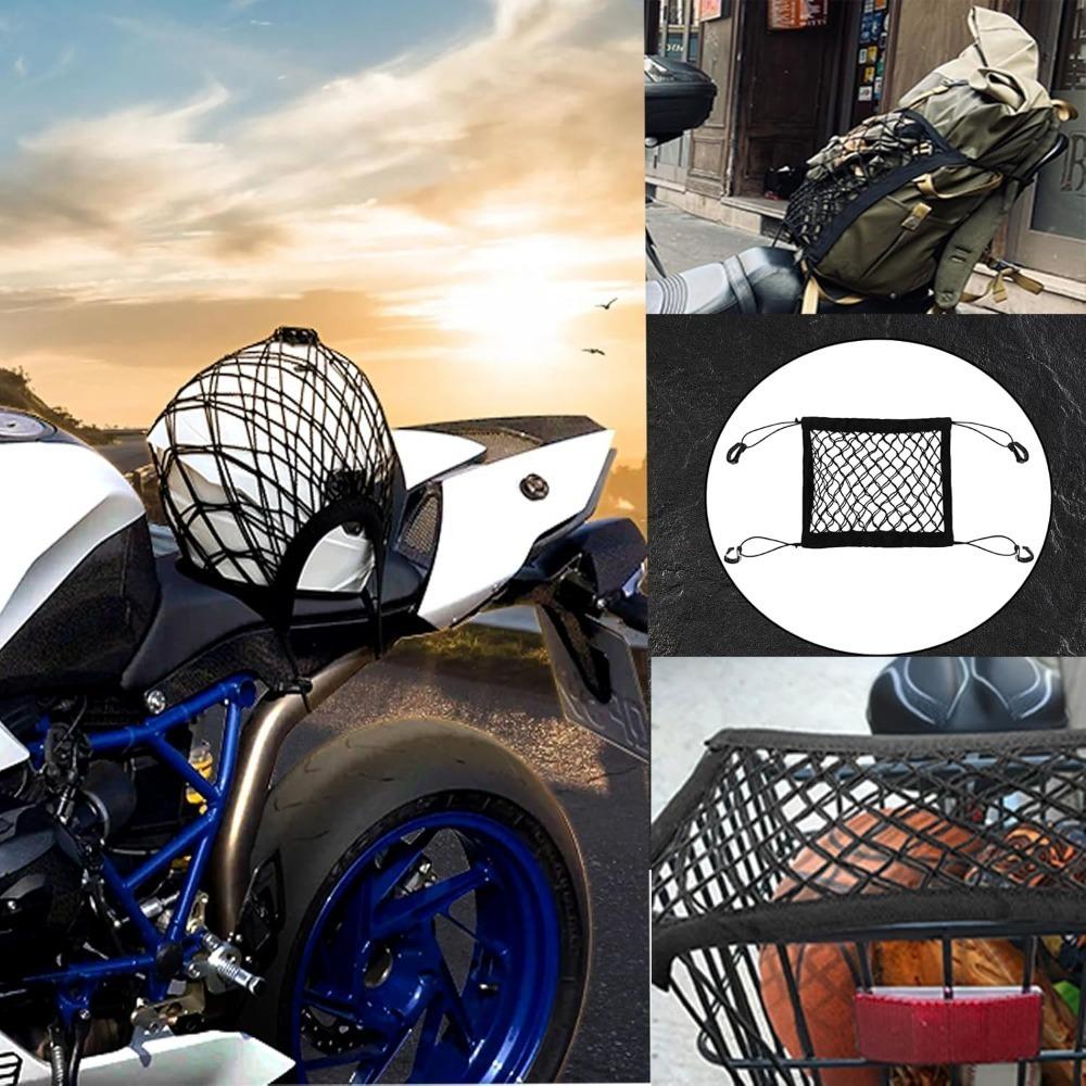 Motorrad-Gepäcknetze Doppellagiges Motorradnetz Gepäckband Gepäckträger Erweiterung Organizer Netztasche für Motorrad Trike Rad