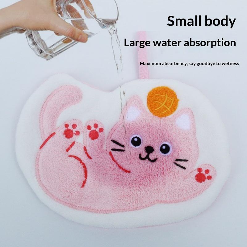 Cartoon Cats Dog Bathroom Hand Cloth Absorbent Hand Cloth Hanging Towels Soft Quick Drying For Kitchen And Bathroom Household