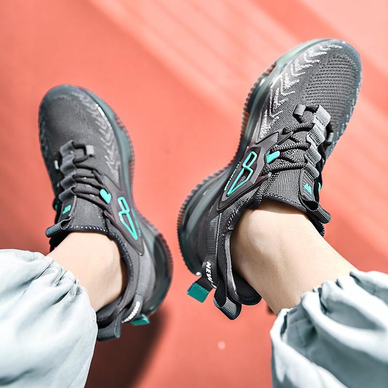 Men's Full Air Cushion Running Shoes Breathable Knit Non-slip Shock Absorbing Athletic Sneakers