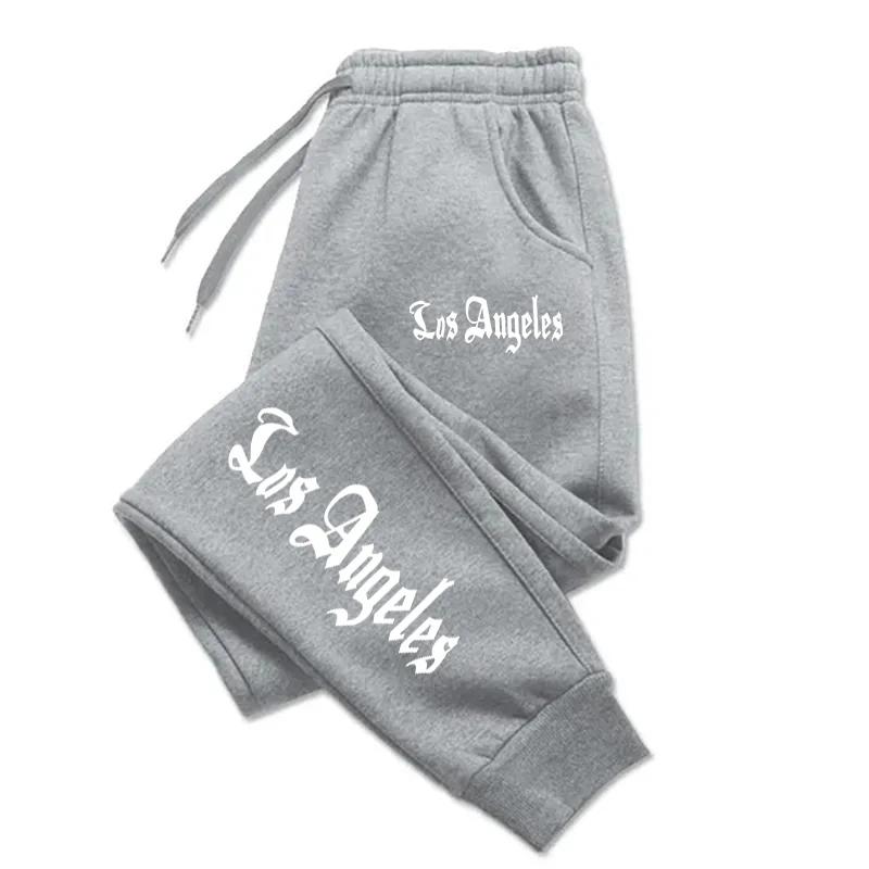 Los Angeles City Letter Print Men'S Women'S Trouser Loose Jogging Pant Fit Running Trousers Warm Jogger Casual Sweatpants Couple