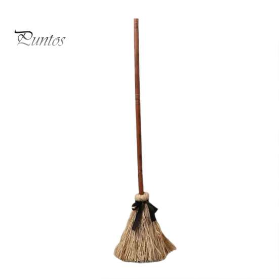 Dynamic Witch Broomstick Electric Broom Toy, with Touch Activated Swinging Prop, Retro Movie Style Straw Broom, for Halloween Party Courtyard Display