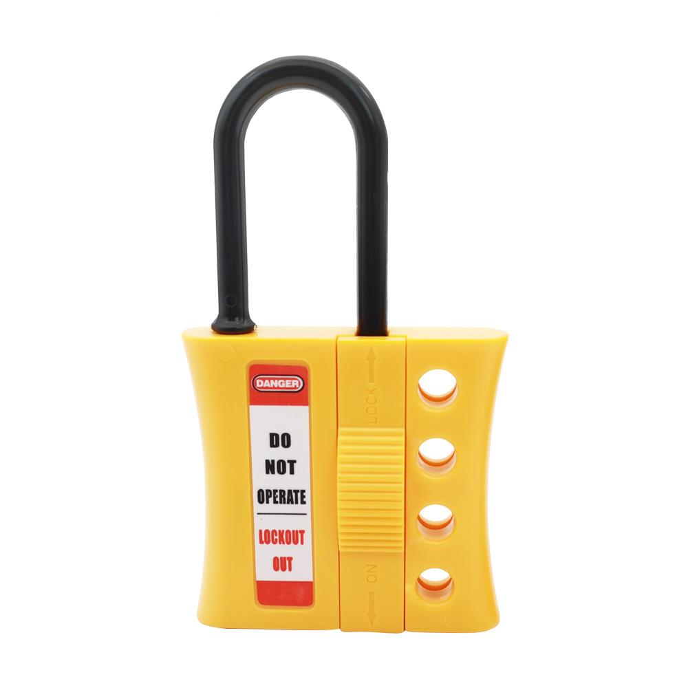 QVAND Yellow Nylon Insulation Multi-Lock Key Locking Padlock Lockout Hasp with 3/6mm Shackle and 7mm Lock Holes for 4 Locks (as the picture,Lockout hasp&Nylon&Lockout Tagout)