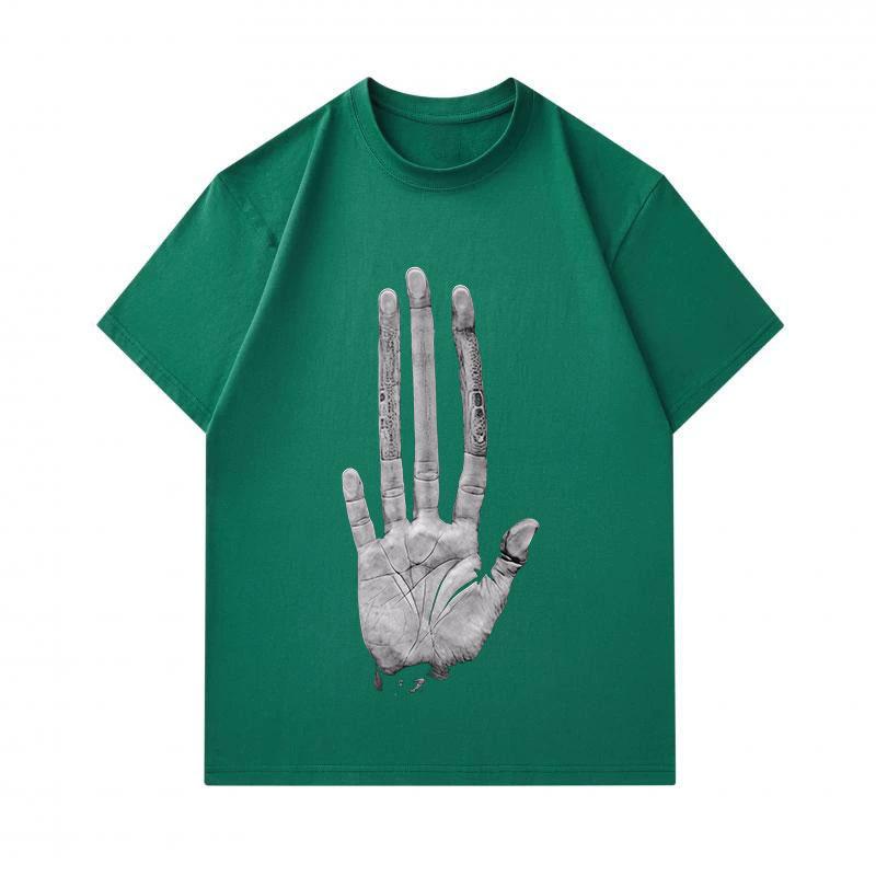 Men's 100% Cotton Crew Neck Short Sleeve T-Shirt, Funny 3D Hand Palm Print Casual Summer Tee, Soft Breathable Lightweight Daily Wear Streetwear Tops F