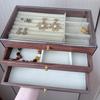 New Large Three-layer Wooden Jewelry Box Women Clear Window Rings Necklace Bracelet Earrings Jewelry Storage Case Display Boxes