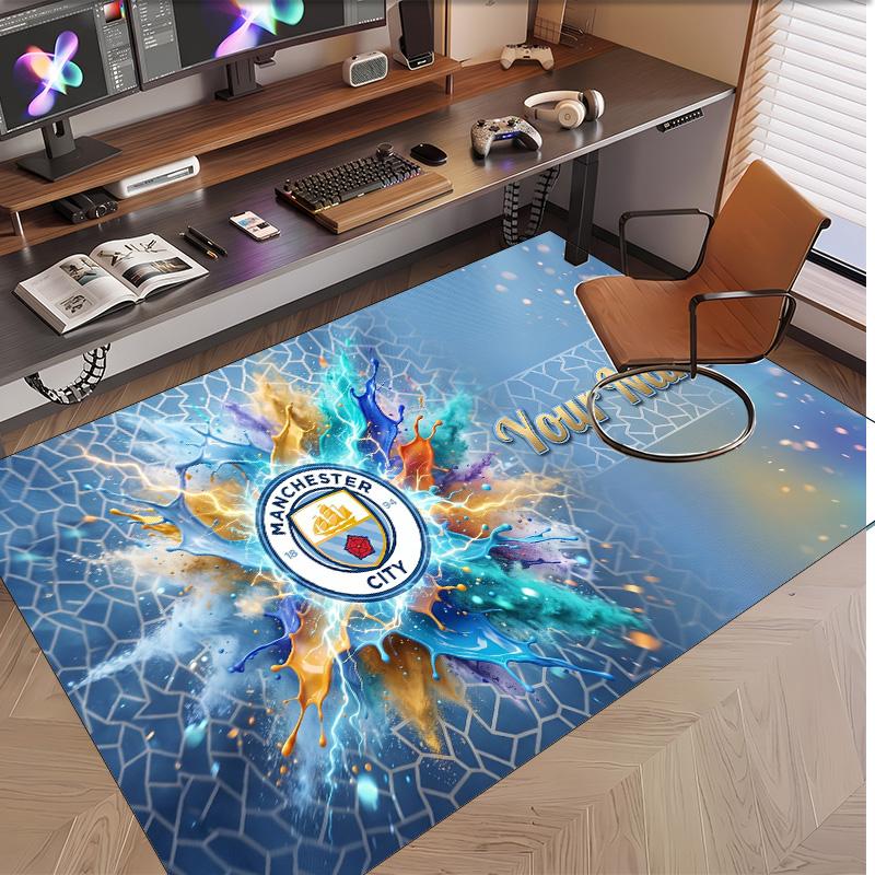 Personalized Crystal Velvet Carpet Manchester City Pattern Non Slip Floor Rug
