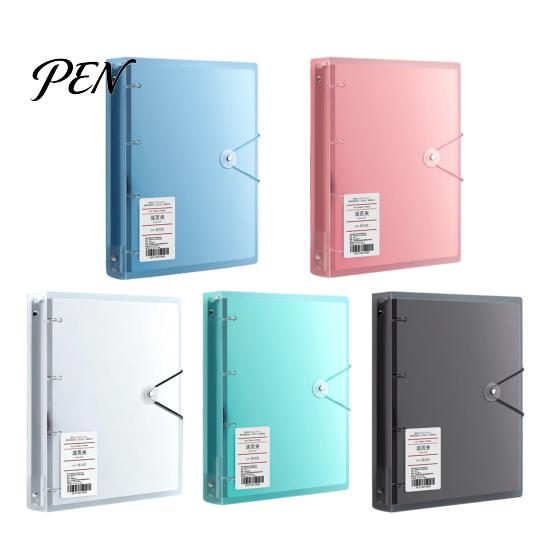 A4 Document Organizer Ring Binder with Folder, PP Waterproof Organizer, Paper Morandi Color File Keeper Large Capacity Expanding Folder for Office And