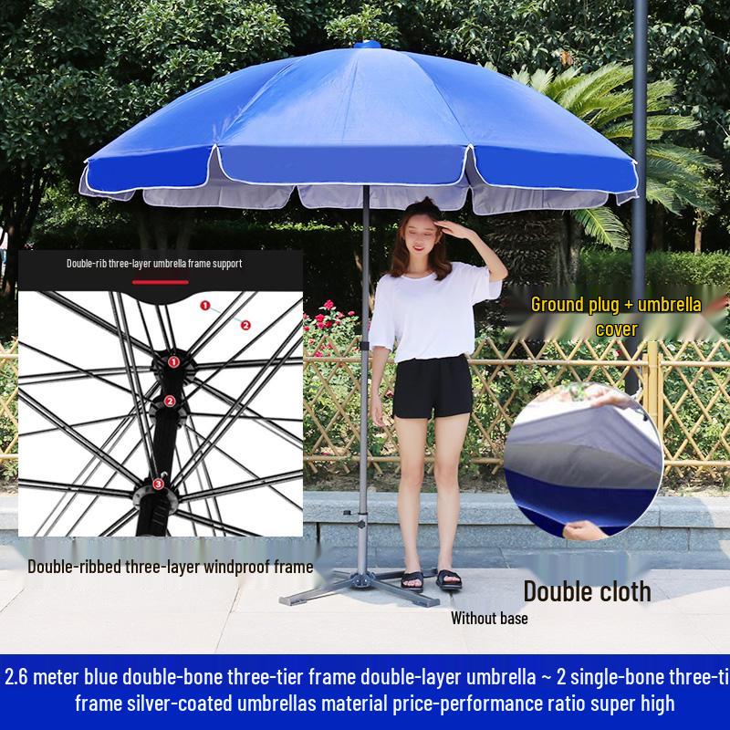 Custom Logo Double Bone Outdoor Sunshade Umbrella with Fast Shipping