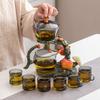 1 Set of Magnetic Lazy Tea Set - Automatic Persimmon Glass Teapot, Tea Cup, Tea Canister, Tea Tray Ideal Gift for Tea Lovers