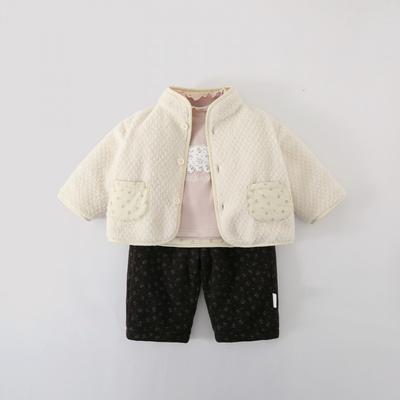 Baby Girl Winter Warm 3-Piece Cotton Outfit Set Thickened Long Sleeve Top Cozy Pants Outer Jacket Toddlers 1-3 Years