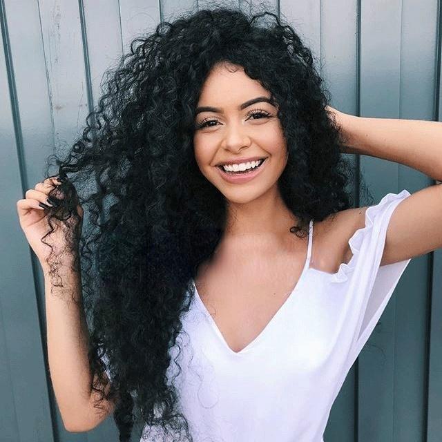 

Мода Леди Синтетический Черный парик Длинные Curly парик для женщин