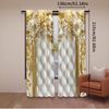 2Pcs Golden Flower Curtain Elegant European Style Suitable For Living Room Dining Room Kitchen Bedroom Bathroom Study Room
