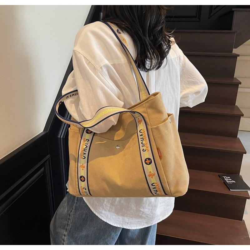 Canvas Bag Women's Large-capacity New Summer Versatile Leisure Shoulder Shopping Bag College Student Tote Bag