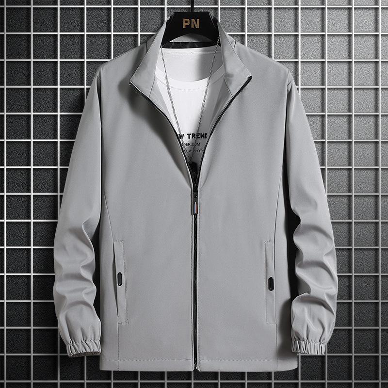 Jacka utan huva Herr Vår och Höst Stor Storlek Herr Casual Ståkrage Jacka