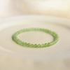 Natural Hetian Jade Bracelet for Women, Ultra-Fine4mm Green jade bead bracelet layered with plain rings in a forest style