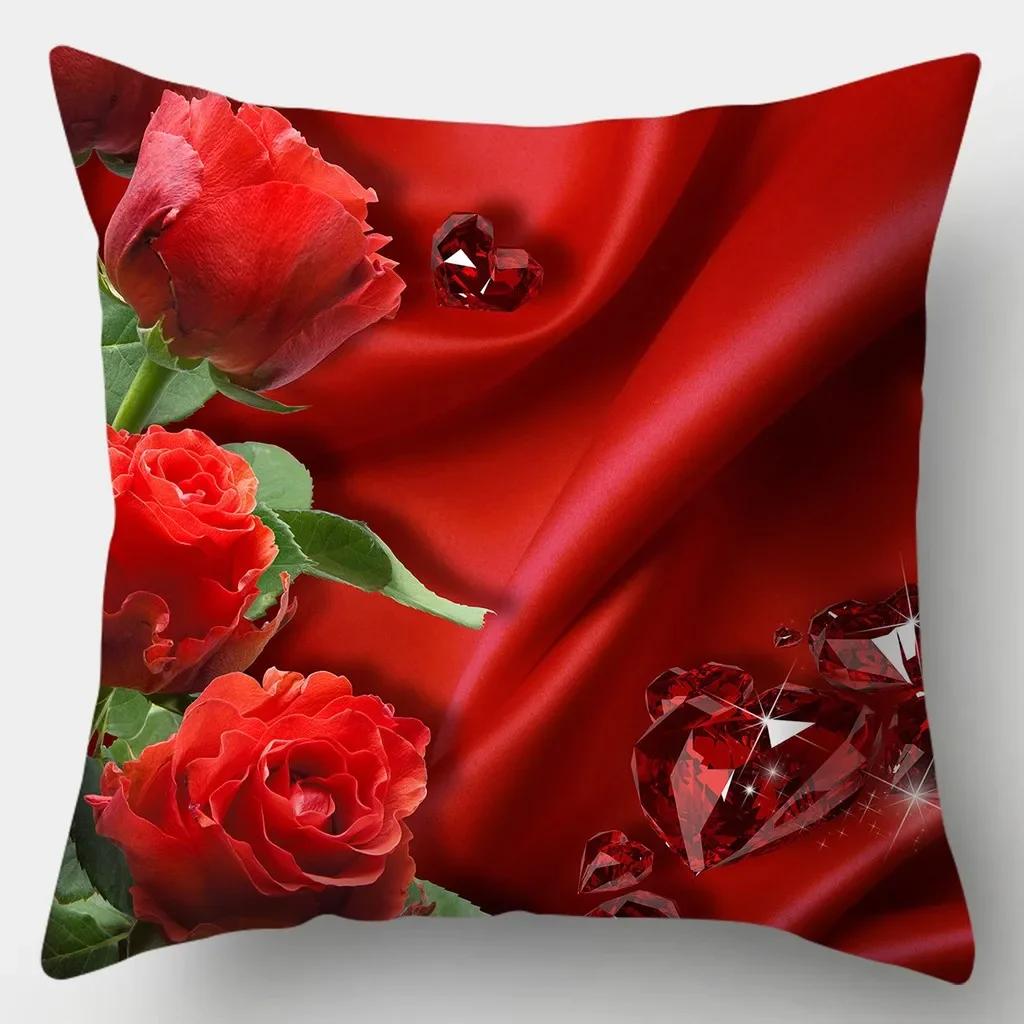 Reichhaltige Blumen Kissenbezug Quadratische Sofakissenhülle Retro Kissenbezug