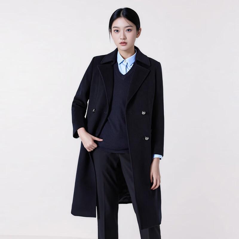 TLUOMAN Professional Navy Wool Blend Winter Coat L