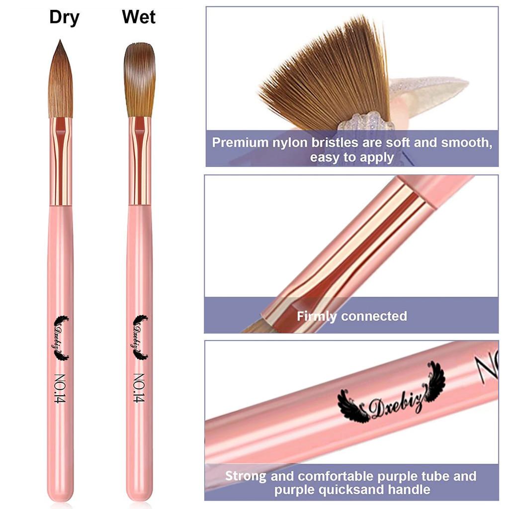 Set di 3 pennelli per unghie in acrilico Misura 8/10/14 per applicazione polvere acrilica Pennelli Art Estensione & Scultura Salon Casa Strumenti per manicure professionali
