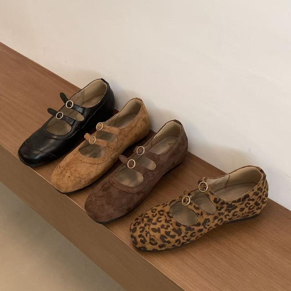 Inner height increase brown round head Mary Jane shoes small leather shoes autumn shoes with skirt single shoes ballet shoes