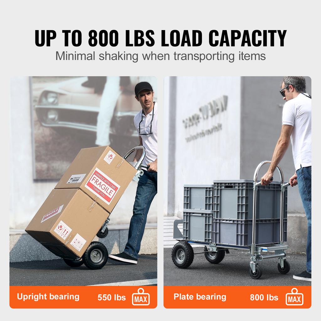 SucceBuy Folding Hand Truck Aluminum Heavy Industrial Collapsible Dolly Cart for Transport and Moving In Warehouse Supermarket
