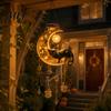 Healing Wind Chimes with Lights Solar Moon Black Cat Chime Light, Powered Hanging Lamp, Waterproof Resin Weather Resistant Outdoor Garden Art