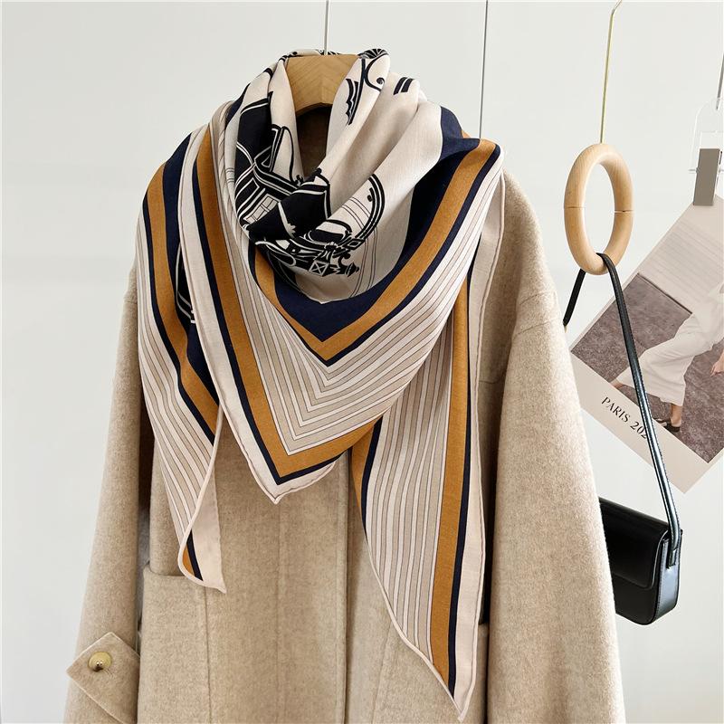 Luxury Mulberry Silk Wool Scarf Triangle Scarf Office Women's Hairband Folding Scarf Women's Shawl Scarf
