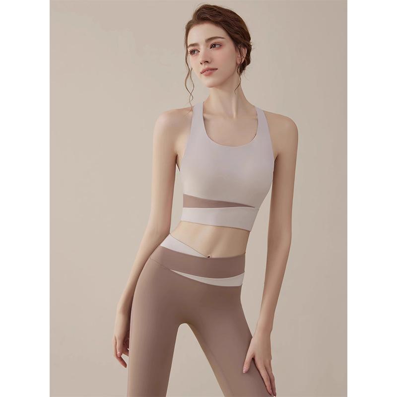 Sports underwear women's high-intensity fitness running shock-proof yoga suit set, beautiful vest bra gathering and anti-sagging